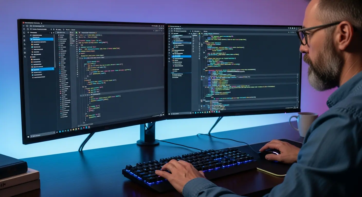 Développeur travaillant sur le code d'une marketplace